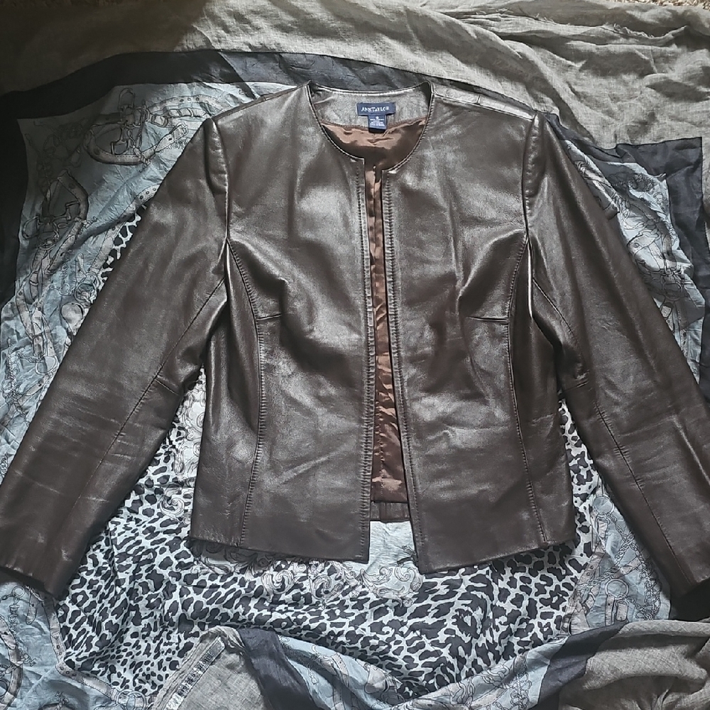 Ann Taylor Genuine Leather Brown Jacket